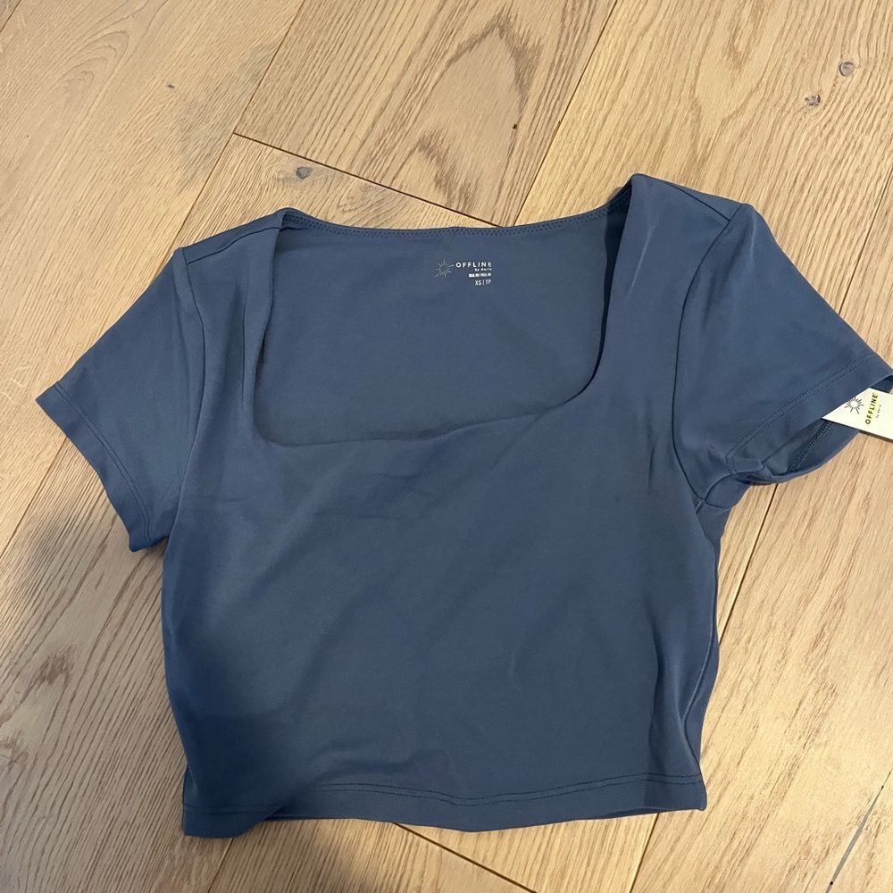 Aerie/Offline Square neck top-size: extra small, color:blue